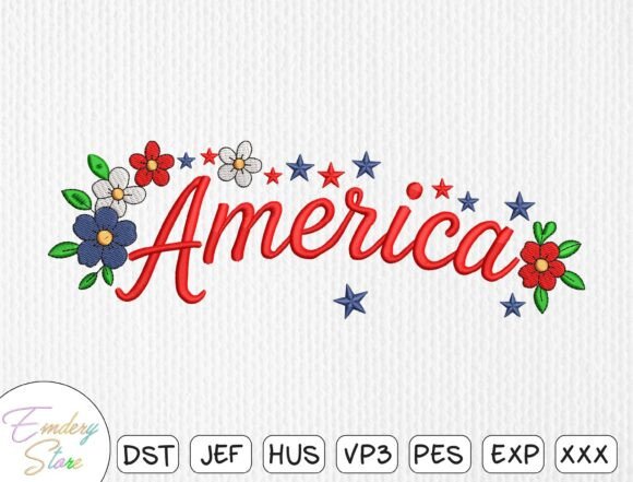 America Floral Embroidery Design: A Patriotic Addition to Seasonal Creations