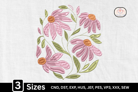 Boho Pink Daisy Embroidery Design Review for Business Use
