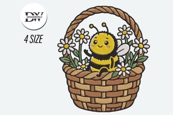Cute Bee Basket with Daisies Embroidery Review for Personalized Gifts