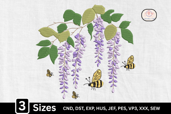 Cute Bee Hanging Wisteria Embroidery Design Review