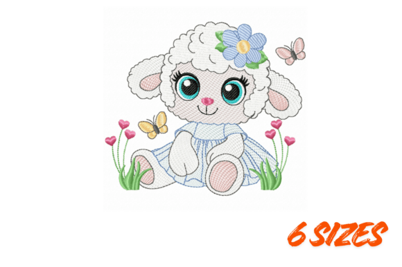 Cute Lamb Embroidery Design for Personalized Gifts