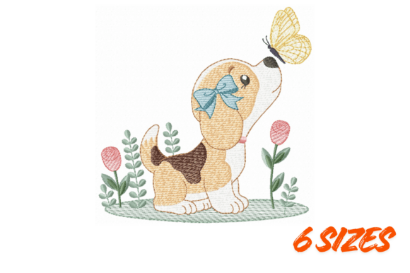Cute Puppy with Butterfly Embroidery Art Review