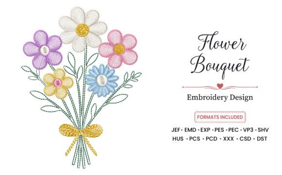 Daisy Flower Bouquet Embroidery Design Review for Small Business Merch