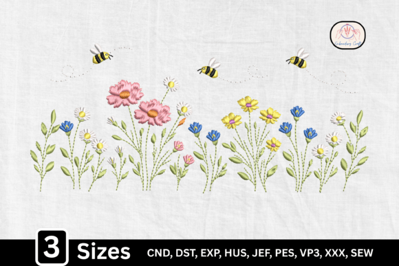 Daisy Wildflower Bee – A Fresh Garden Embroidery Design for Real Projects