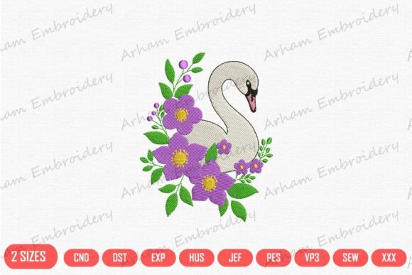 Elegant Swan Embroidery for Seasonal Appeal