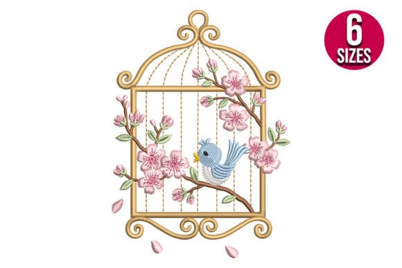 Floral Bird Cage with a Bird Embroidery Design Review