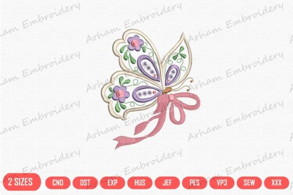 Floral Butterfly with Ribbon Elegance Embroidery Design Review