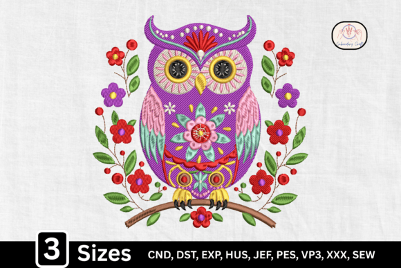 Floral Owl Bird Folk Art Review for Apparel Projects