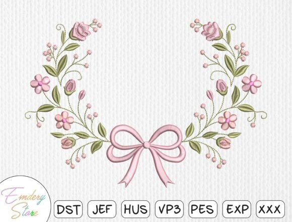 Floral Wreath Bow Embroidery Design Review for Business Use