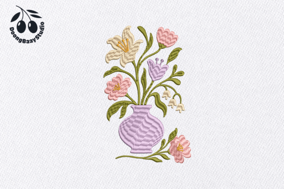 Pastel Floral Vase Embroidery Design Review