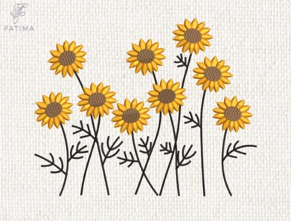 Sunflowers Meadow Embroidery Design Review for Business Use