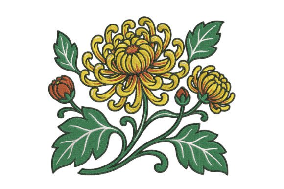 Yellow Chrysanthemum Embroidery Design Review for Apparel Projects